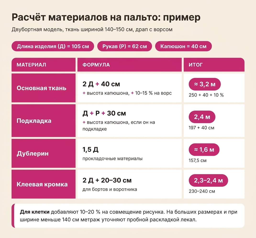 Сколько надо ткани на пальто